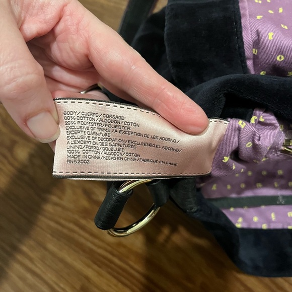 Vintage Juicy Couture Black Velvet Satchel/ Shoulder Bag - Picture 9 of 15